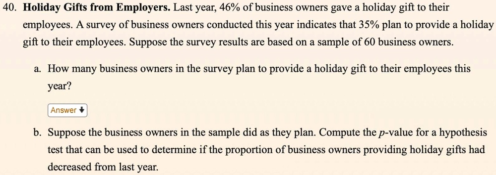 40. Holiday Gifts From Employers. Last Year; 46% Of Business Owners ...