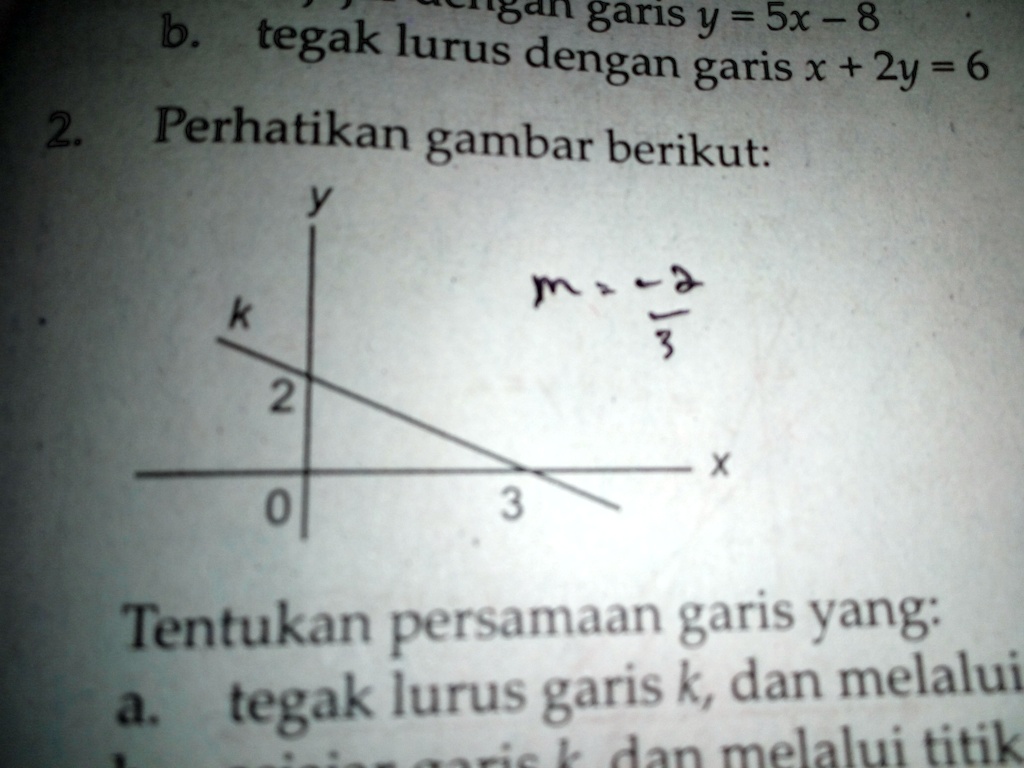 SOLVED: Perhatikan Gambar Berikut: Tentukan Persamaan Garis Yang: A ...