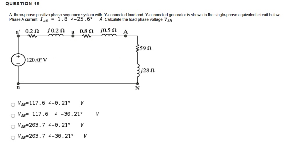 SOLVED QUESTION 19 A threephase positive phase sequence system with Y
