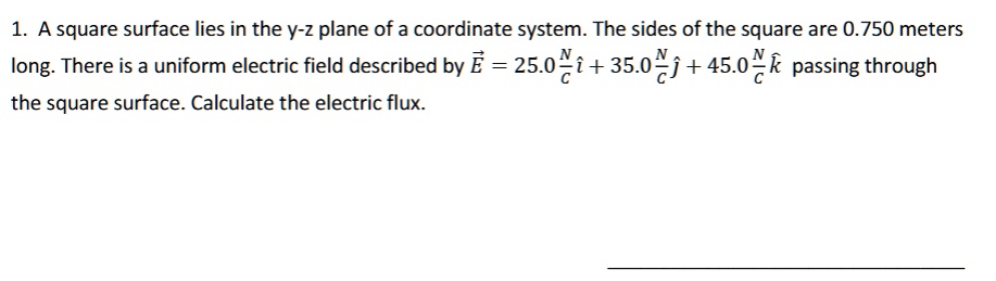 SOLVED: A square surface lies in the Y-Z plane of a coordinate system ...