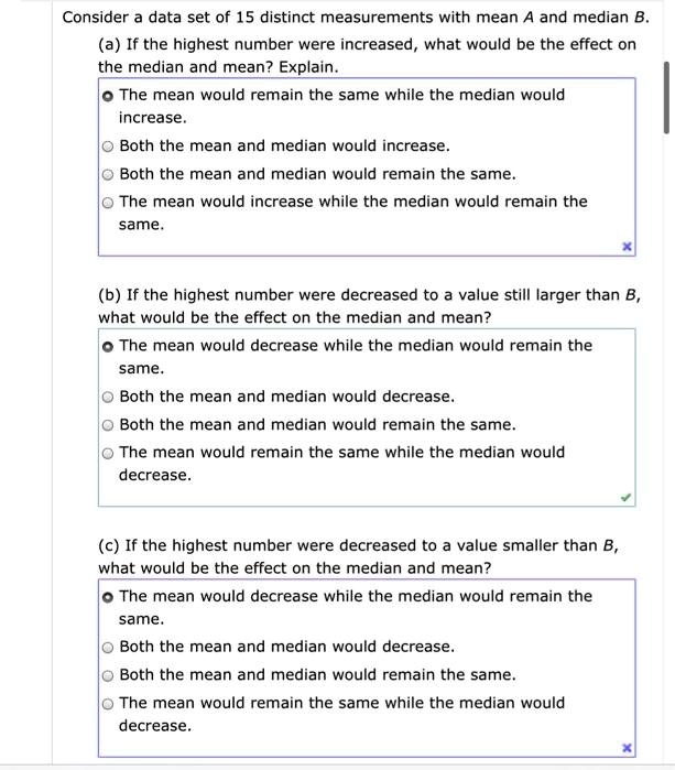 SOLVED: Consider Data Set Of 15 Distinct Measurements With Mean A And ...