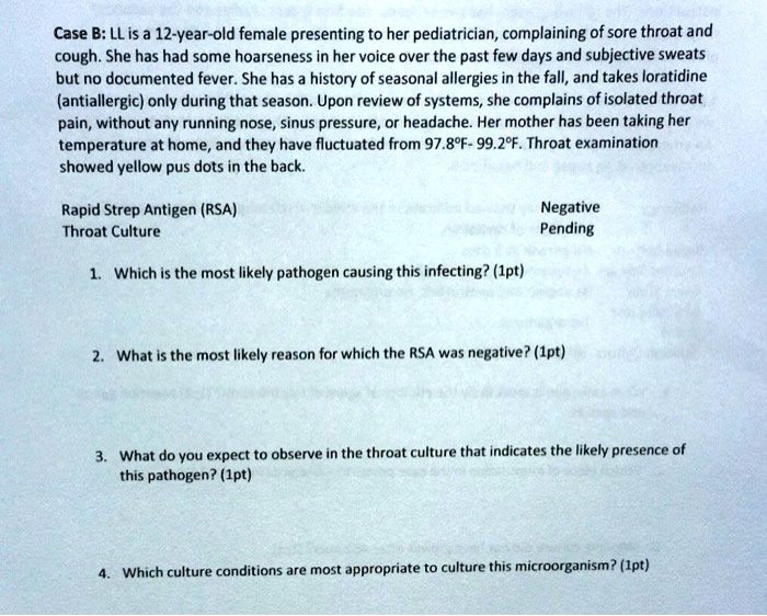 SOLVED Case B; LL is a 12yearold female presenting to her