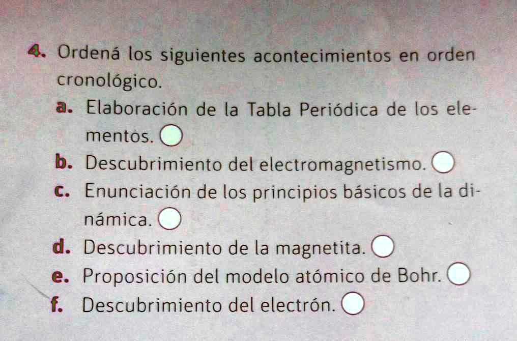 SOLVED: 1) Ordena Los Siguientes Acontecimientos En Orden Cronológico ...