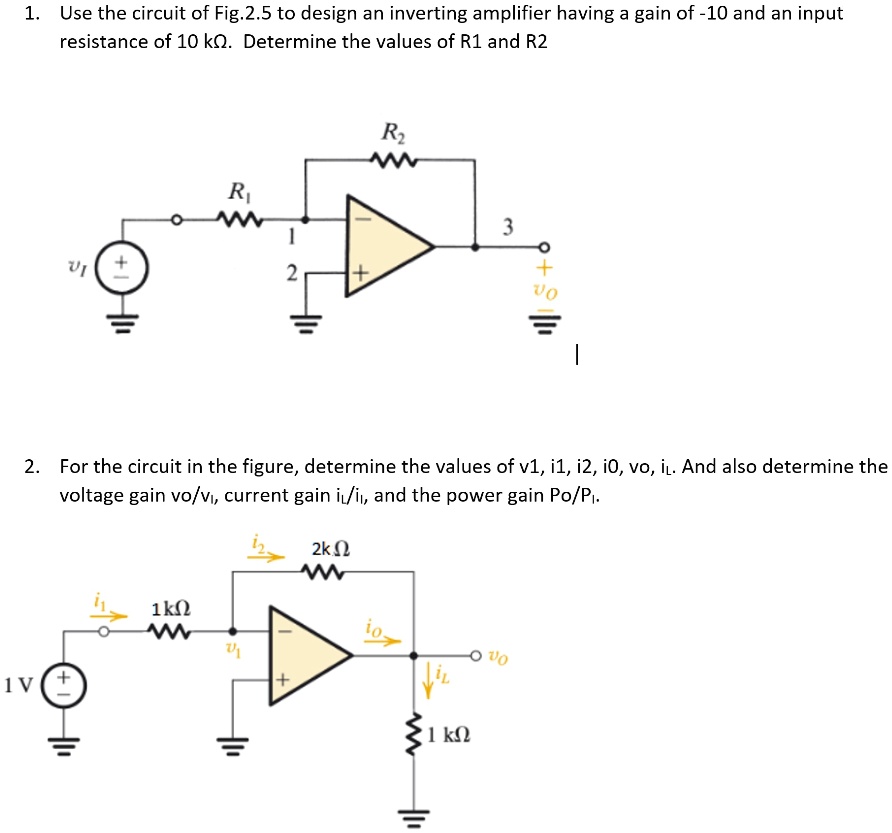 Use the circuit of Fig. 2.5 to design an inverting amplifier having a ...