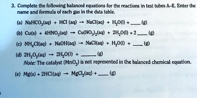 SOLVED: 3. Complete the following balanced equations for the reactions ...