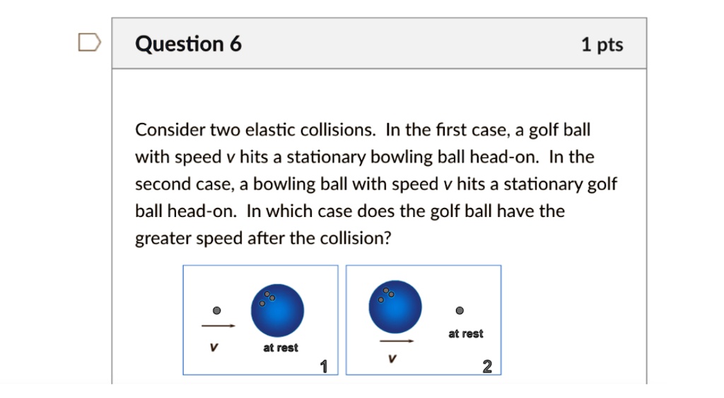 SOLVED Question 6 1 pts Consider two elastic collisions. In the first