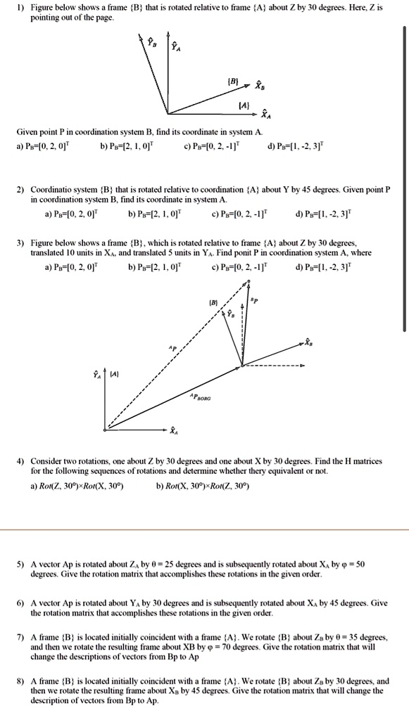 SOLVED: 1) Figure below shows a frame B that is rotated relative to ...