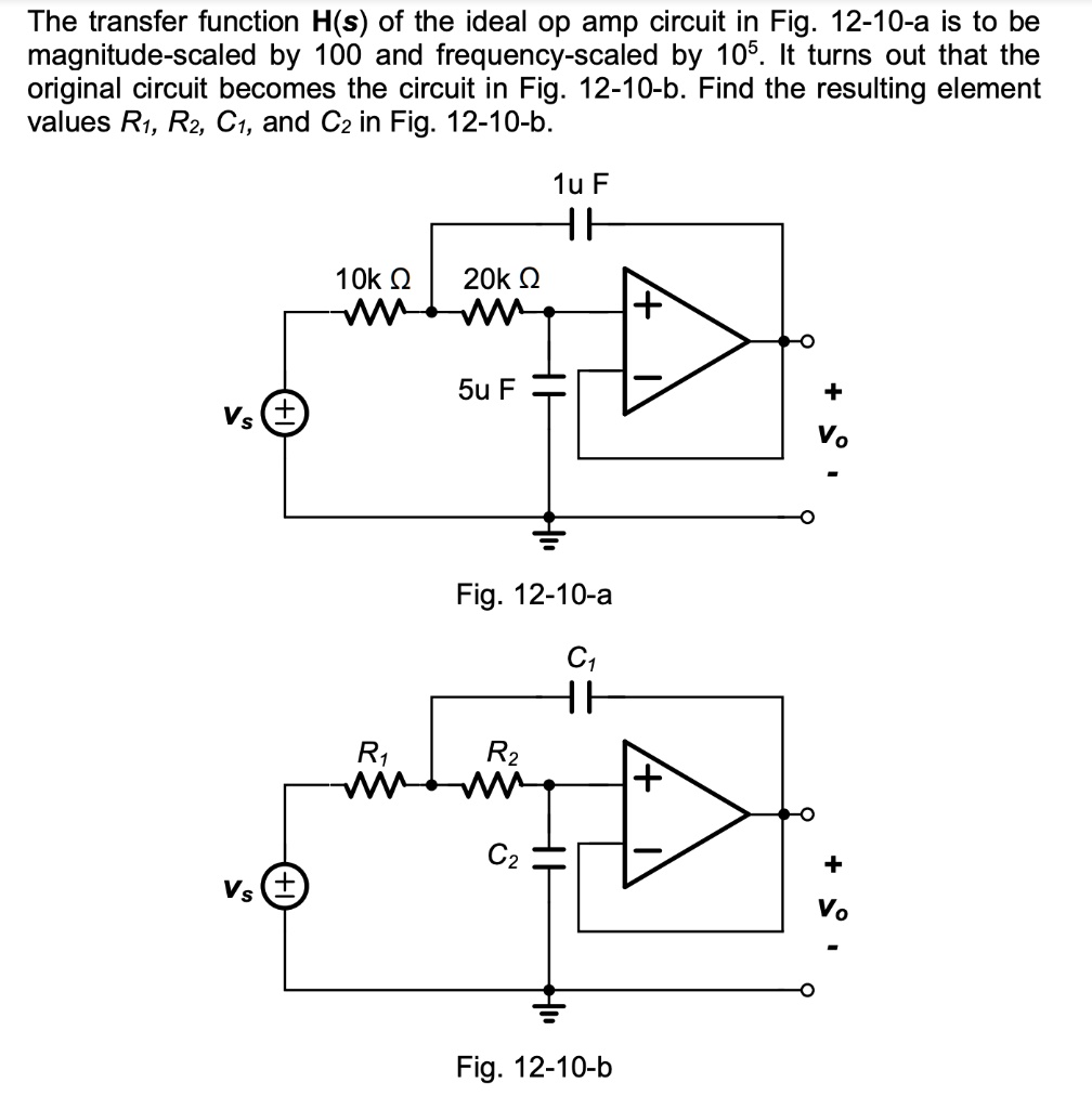 SOLVED: The transfer function H(s) of the ideal op amp circuit in Fig ...