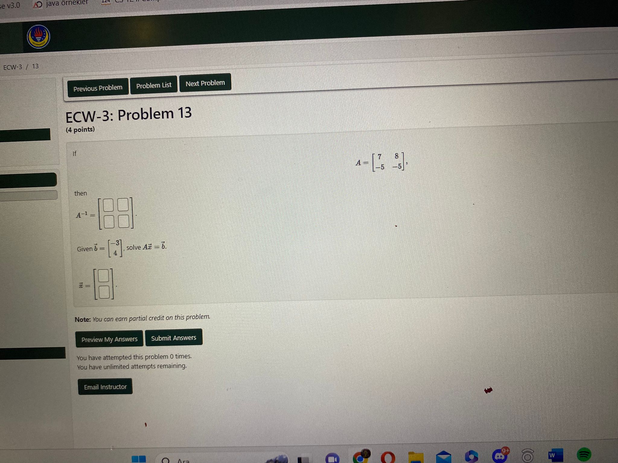 SOLVED: E C W-3 / 13 Previous Problem Problem List Next Problem ECW-3 ...