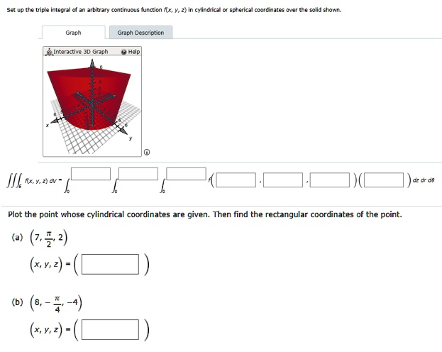 Set up the triple integral of an arbitrary continuous function f(x, y ...