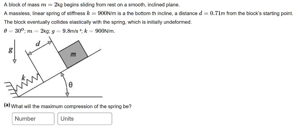 SOLVED: A block of mass m = 2 kg begins sliding from rest on a smooth ...