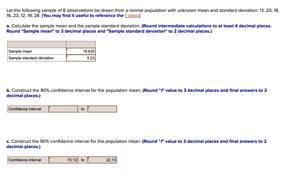 Let the following sample of 8 observations be drawn from a normal ...