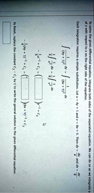 to solve the given differential equation integrate both sides of the separated equation we can do so as we integrate a of x with respect to x on the right side of the equation each integrati 99433