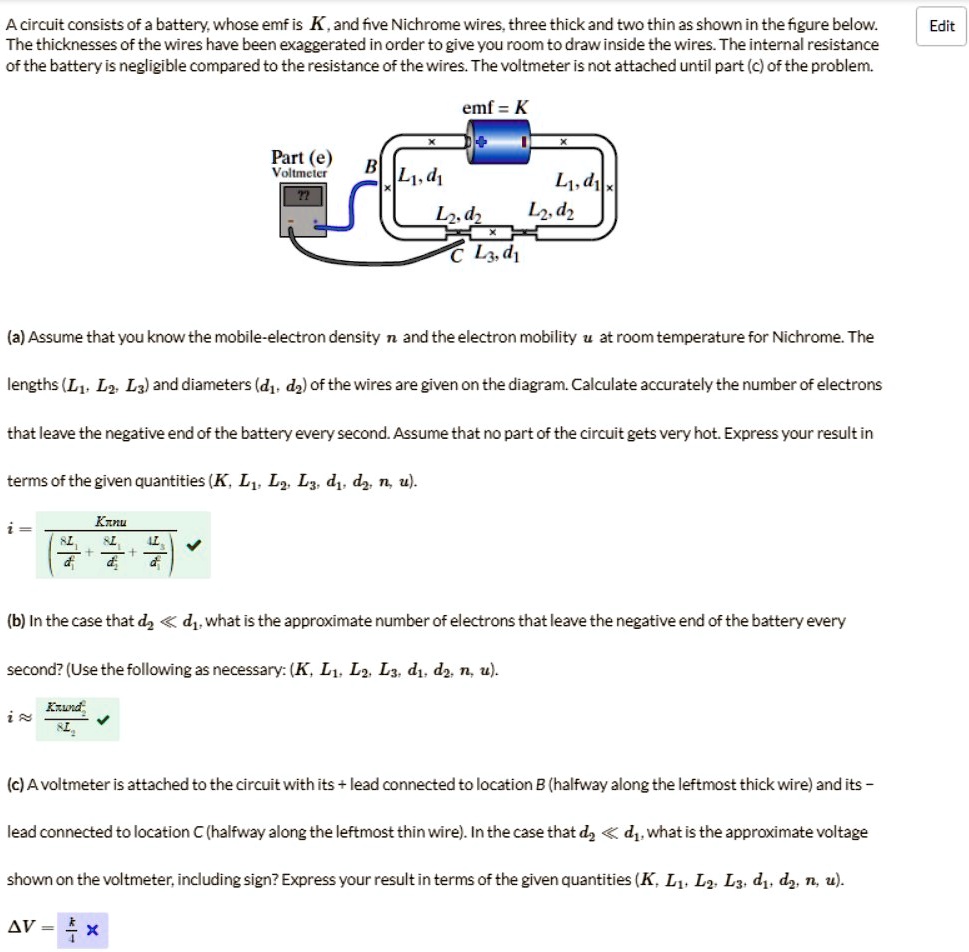 SOLVED A circuit consists of a battery, whose emf is K, and five