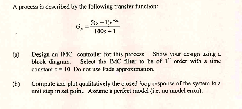 SOLVED: A process is described by the following transfer function: S(s ...