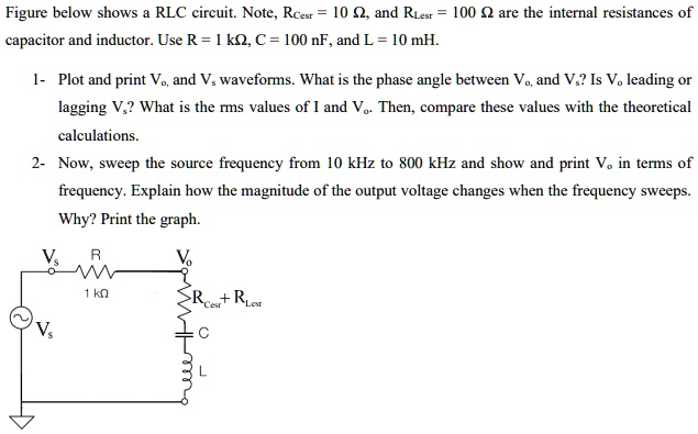 Figure below shows a RLC circuit. Note, RCESR = 10 Ω, and...