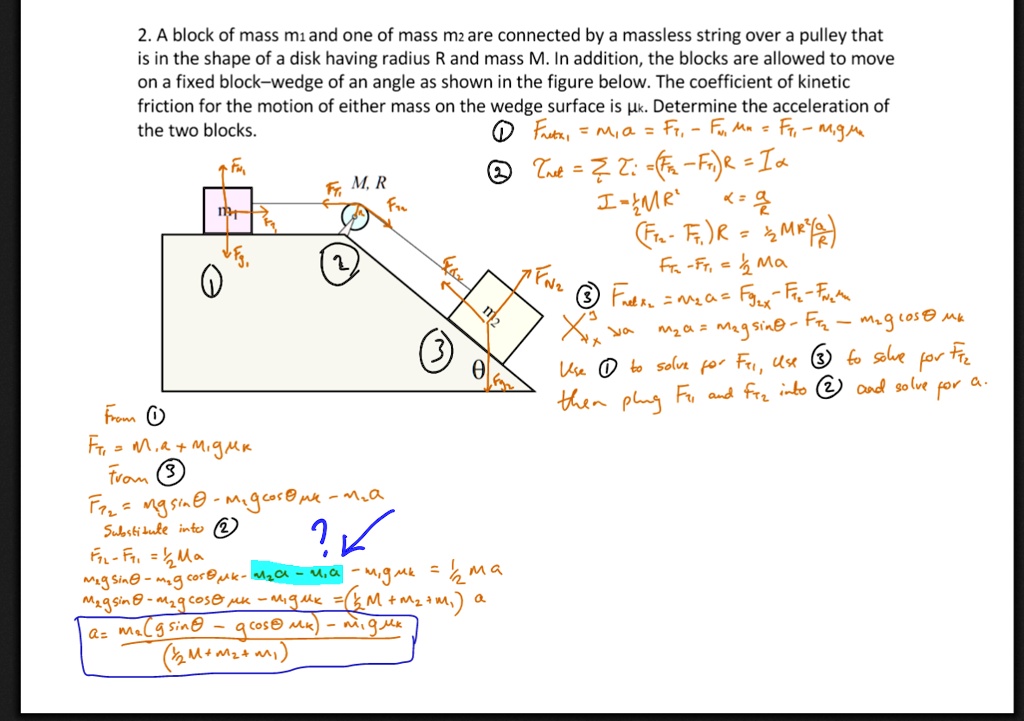 A Block Of Mass M1 And One Of Mass M2 Are Connected By A Massless ...