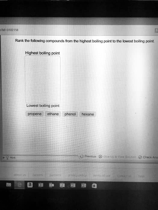 SOLVED: ' Rank the following compounds from the highest boiling point ...