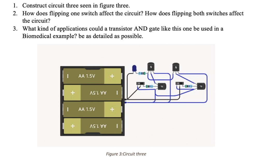 SOLVED 1. Construct circuit three as seen in Figure 3. 2. How does