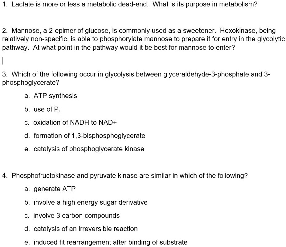 SOLVED: Lactate is more or less a metabolic dead-end. What is its ...