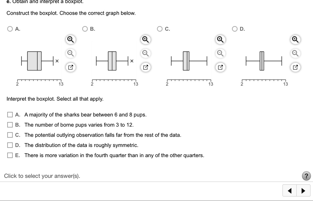 SOLVED:Oblain ana Interpret a poxpiol: Construct the boxplot: Choose ...