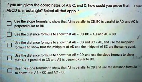SOLVED: If you are given the coordinates of A, B, C, and D, how could ...