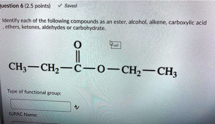 SOLVED: Identify each of the following compounds as an ester, alcohol ...