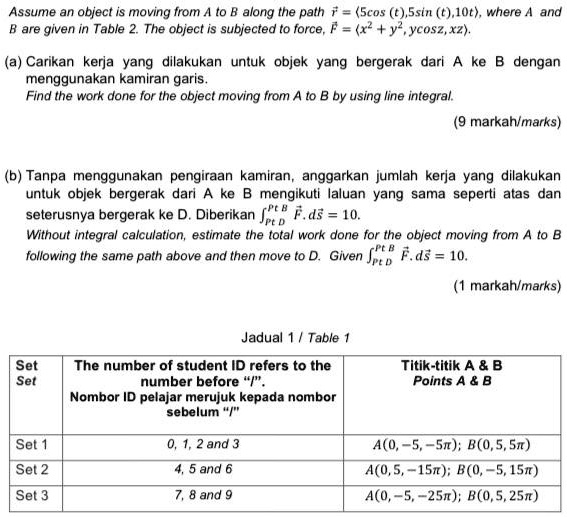 Solved Assume An Object Is Moving From A To B Along The Path I 5cost