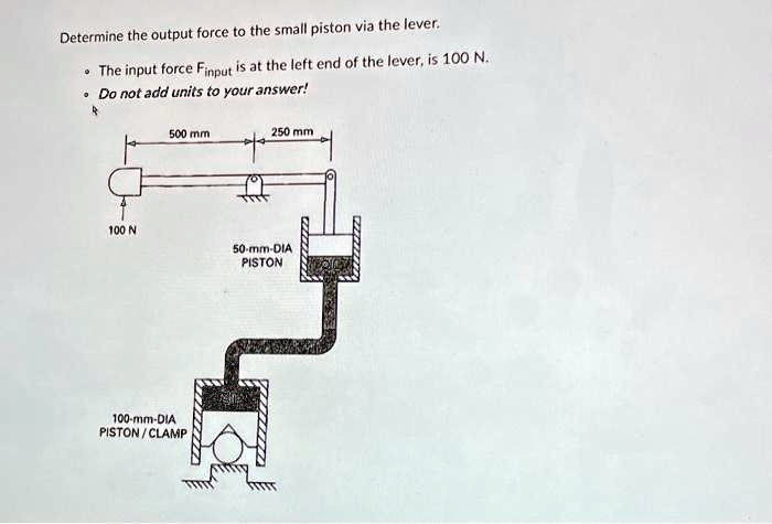 Output Lever SOLVED: Determine the output force to the small piston via the lever ...