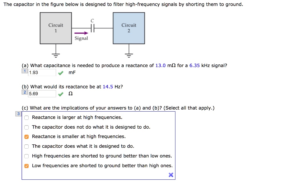 SOLVED The capacitor in the figure below is designed to filter high