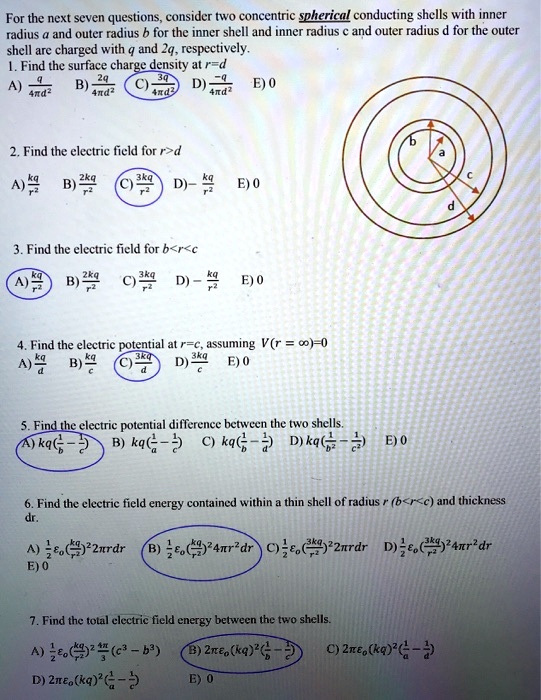 for the next seven questions consider two concentric spherical ...