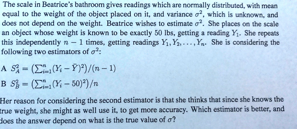 SOLVED The scale in Beatrice s bathroom gives readings which are