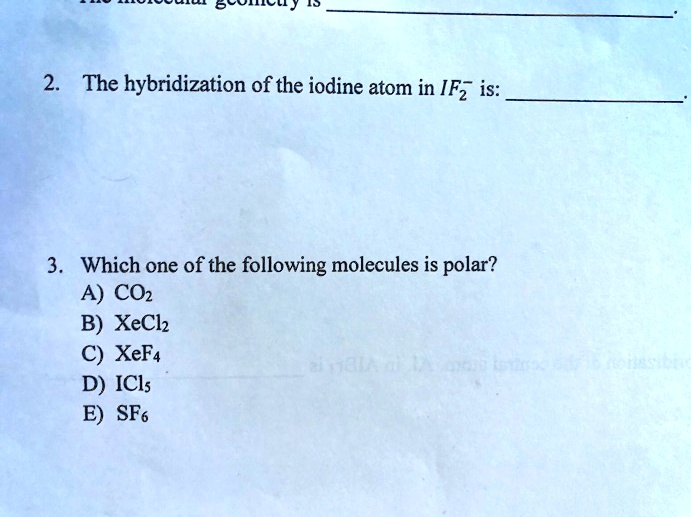 SOLVED The hybridization of the iodine atom in IF4 is 3 Which one of