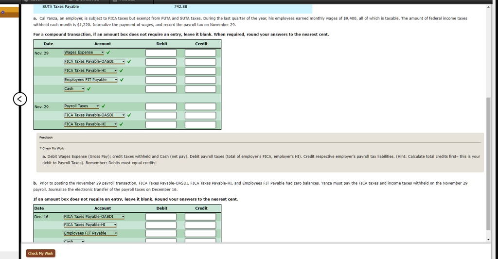 a. Cal Yanza, an employer, is subject to FICA taxes but exempt from