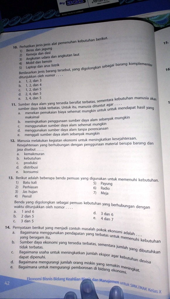 SOLVED: Bantu Jawab Kakterimakasih Kebutuhan Berikut: Pemenuhan ...