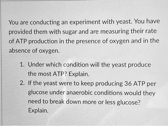 SOLVED You are conducting an experiment with yeast; You have provided