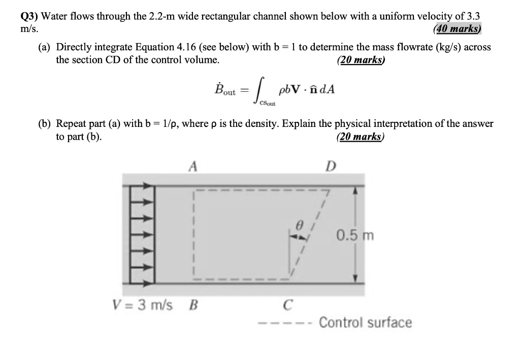 SOLVED: Q3) Water flows through the 2.2 m wide rectangular channel ...