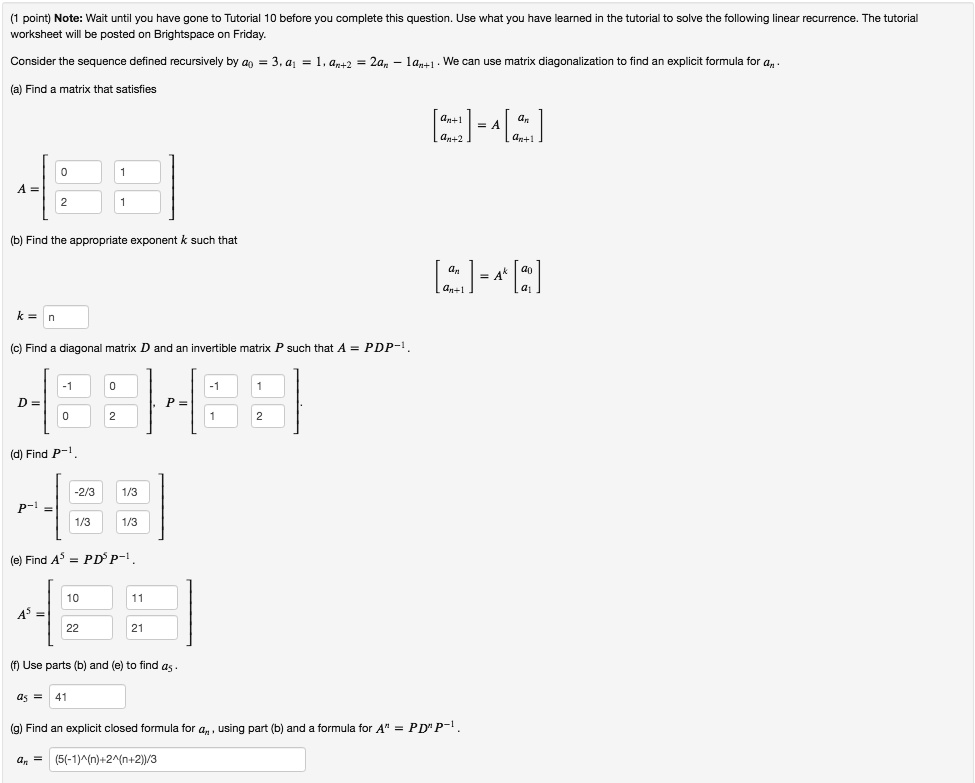 SOLVED:point) Note: Wait until you have gone to Tutorial 10 before you ...