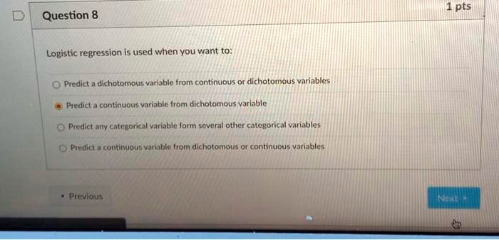 Logistic regression is used when you want to:

Predict a dichotomous variable from continuous or dichotomous variables
Predict a continuous variable from dichotomous variable
Predict any categorical variable form several other categorical variables
Predict a continuous variable from dichotomous or continuous variables