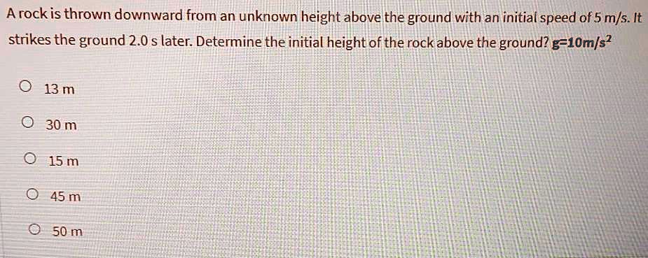SOLVED:A rockis thrown downward from an unknown height above the ground ...