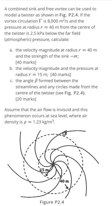 A combined sink and free vortex can be used to model a twister as shown ...