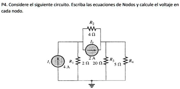 SOLVED: Consider the following circuit. Write the node equations and ...