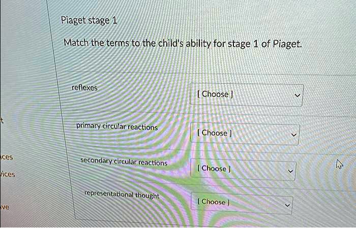 SOLVED Match the terms to the child s ability for stage 1 of