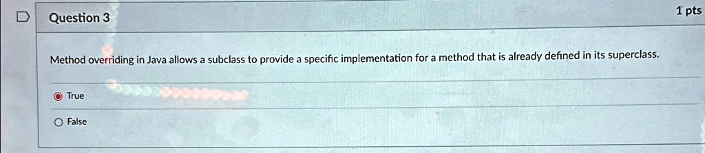 VIDEO solution: Question 3 1pt Method overriding in Java allows a ...