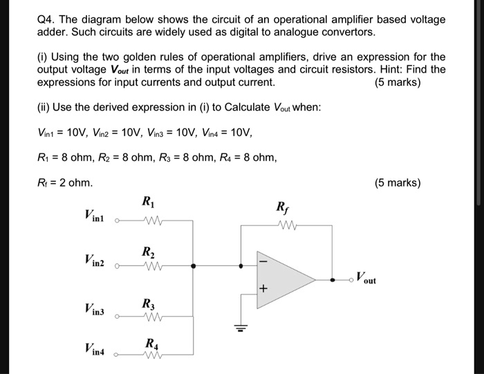 SOLVED Q4. The diagram below shows the circuit of an operational