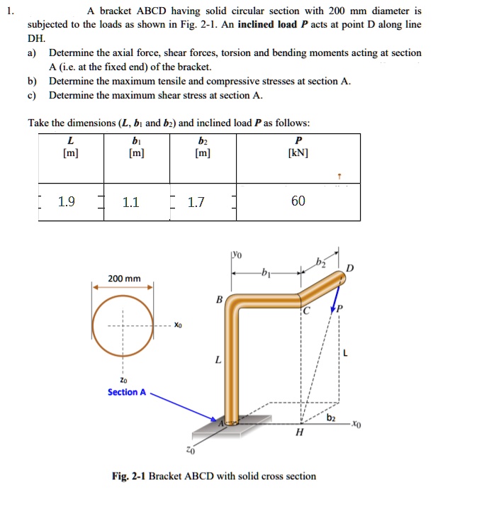 Section Abcd SOLVED: A bracket ABCD having a solid circular section with a 200 mm ...