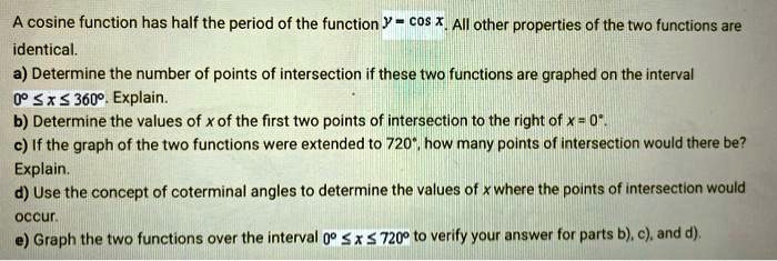 SOLVED: A cosine function has half the period of the function y = cos(x ...