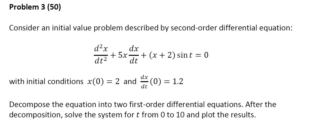 SOLVED: Problem 3 (50) Consider An Initial Value Problem Described By ...