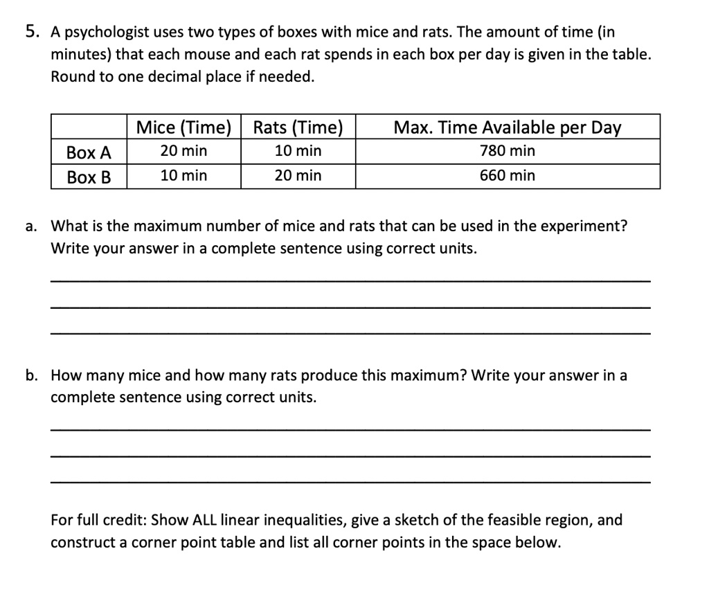5. A psychologist uses two types of boxes with mice and rats. The ...