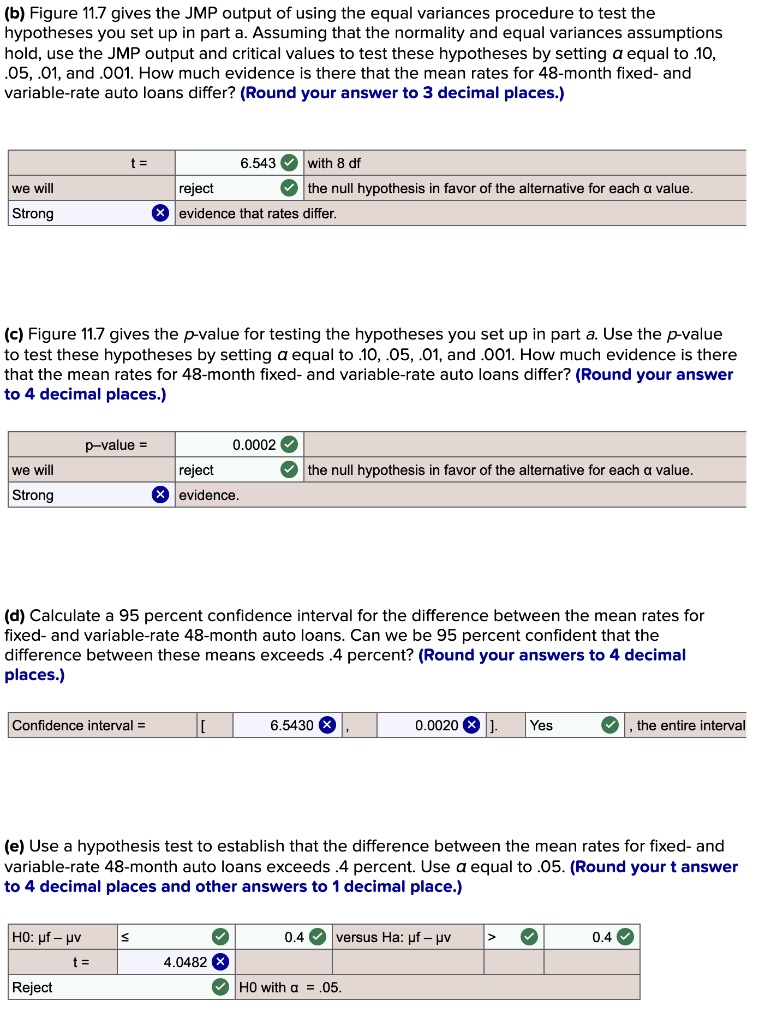 SOLVED (b) Figure 11.7 gives the JMP output of using the equal